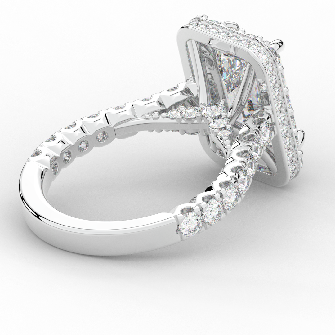 4.50CT.TW EMERALD CUT LAB DIAMOND HALO ENGAGEMENT RING - Nazarelle