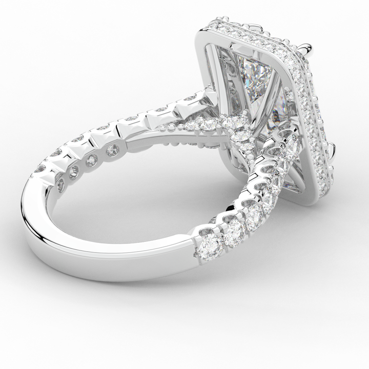 4.50CT.TW EMERALD CUT LAB DIAMOND HALO ENGAGEMENT RING - Nazarelle