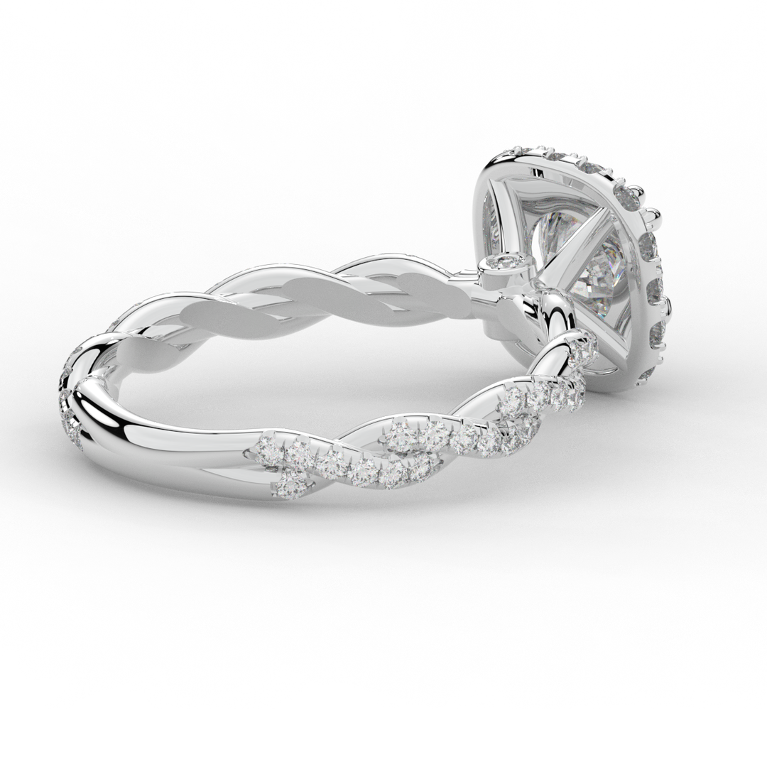 1.55CT.TW ROUND LAB DIAMOND HALO TWIST ENGAGEMENT RING - Nazarelle