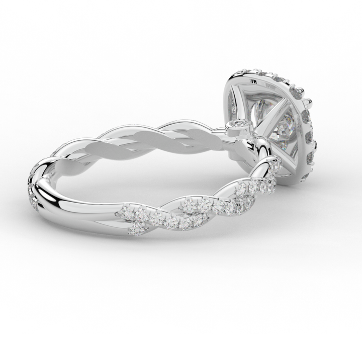 1.55CT.TW ROUND LAB DIAMOND HALO TWIST ENGAGEMENT RING - Nazarelle