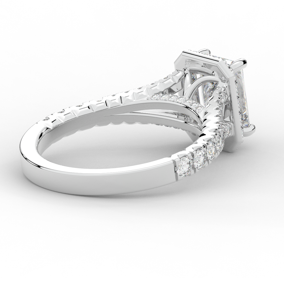 2.60CT.TW RADIANT LAB DIAMOND SPLIT SHANK HALO ENGAGEMENT RING - Nazarelle