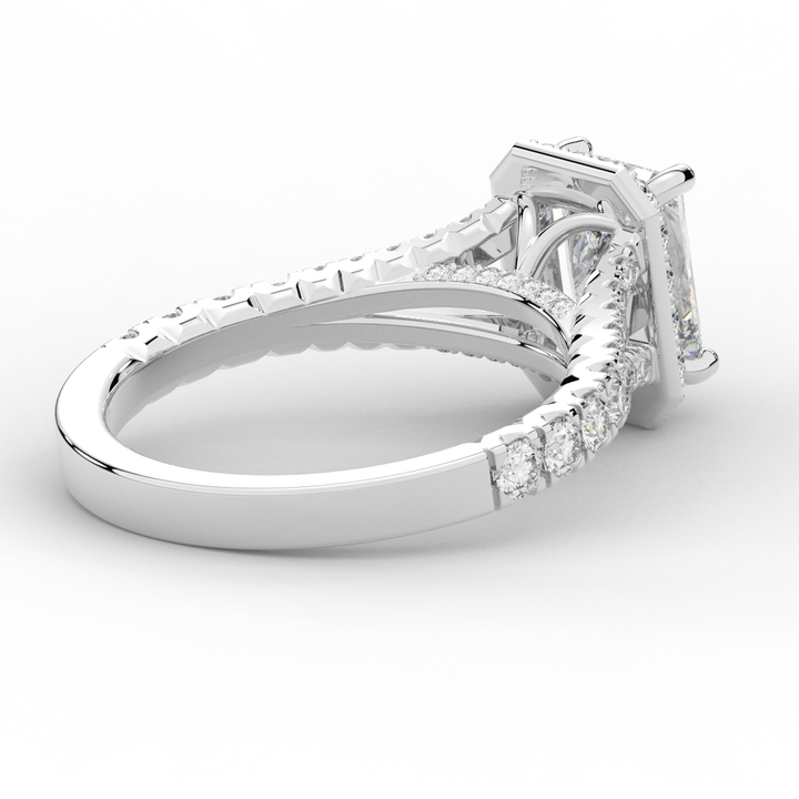 2.60CT.TW RADIANT LAB DIAMOND SPLIT SHANK HALO ENGAGEMENT RING - Nazarelle