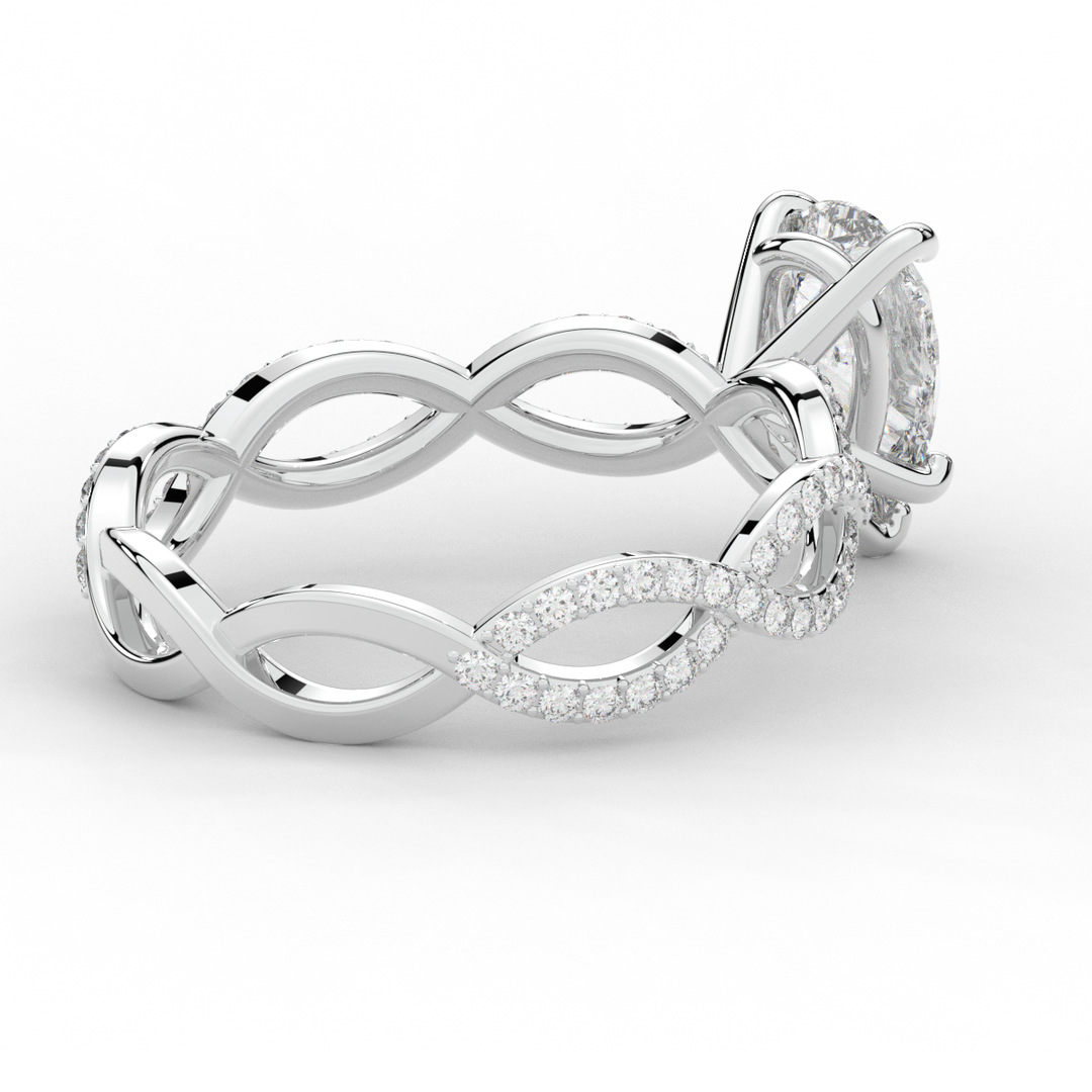 1.30CT.TW PEAR LAB DIAMOND TWIST BAND ENGAGEMENT RING - Nazarelle