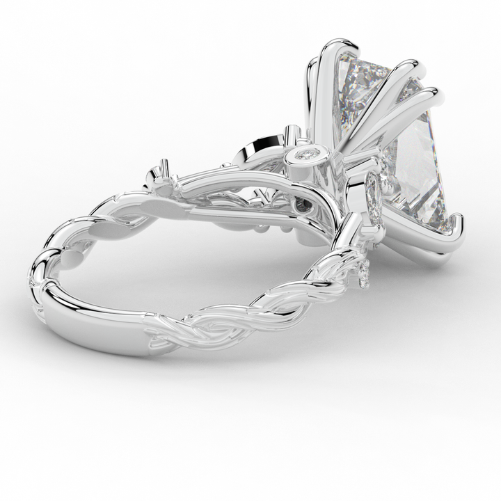 5.30CT.TW RADIANT LAB DIAMOND STYLIZED VINE AND TREE BARK FINISH ENGAGEMENT RING - Nazarelle