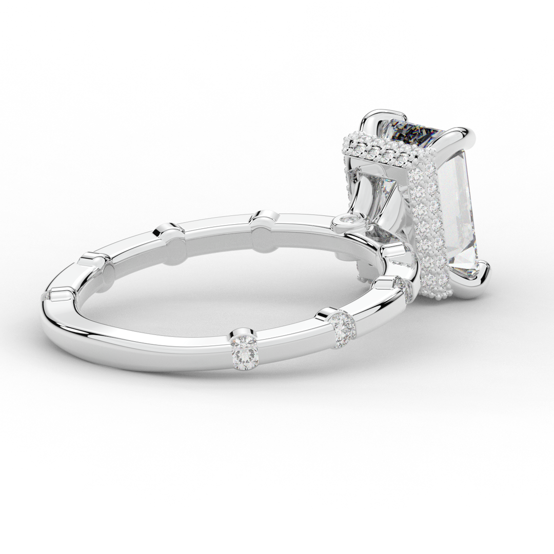 2.60CT.TW RADIANT LAB DIAMOND UNDERHALO SOLITAIRE ENGAGEMENT RING - Nazarelle