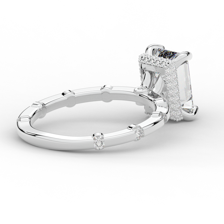 2.60CT.TW RADIANT LAB DIAMOND UNDERHALO SOLITAIRE ENGAGEMENT RING - Nazarelle