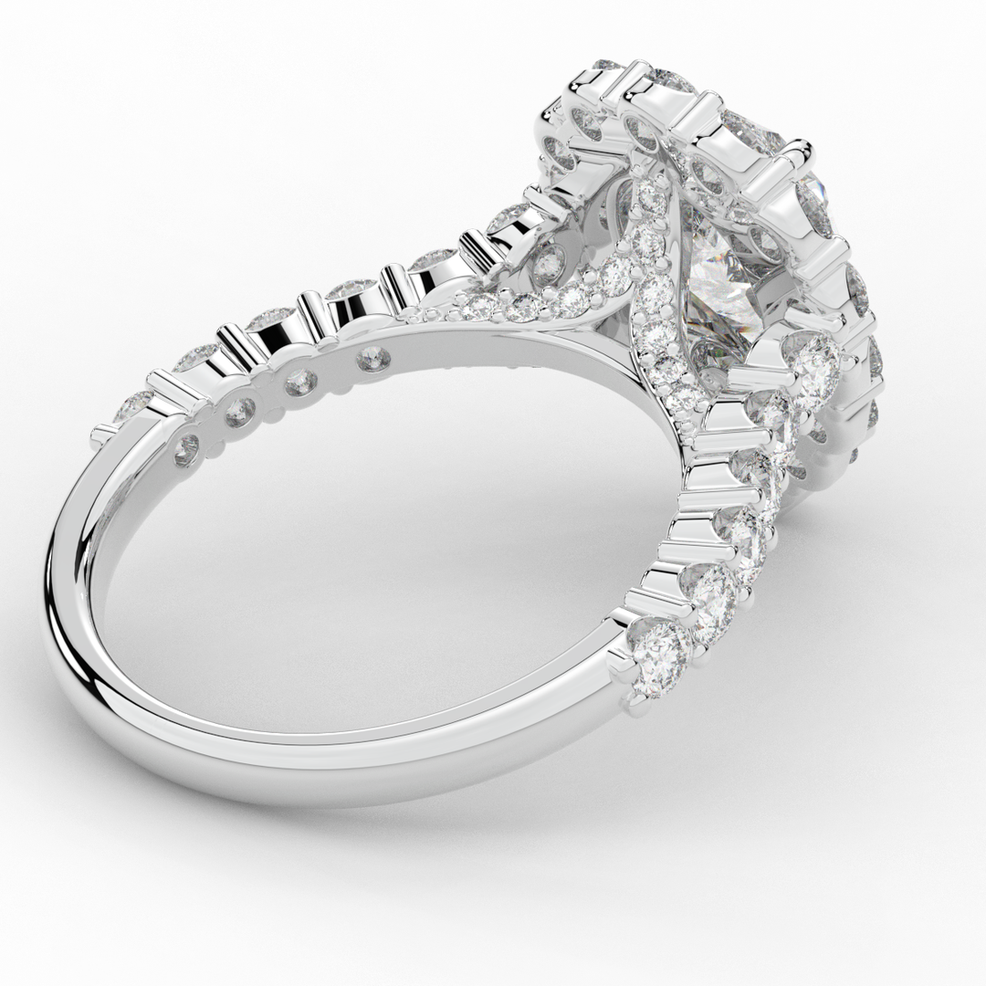3.10CT.TW PEAR LAB DIAMOND HALO ENGAGEMENT RING - Nazarelle