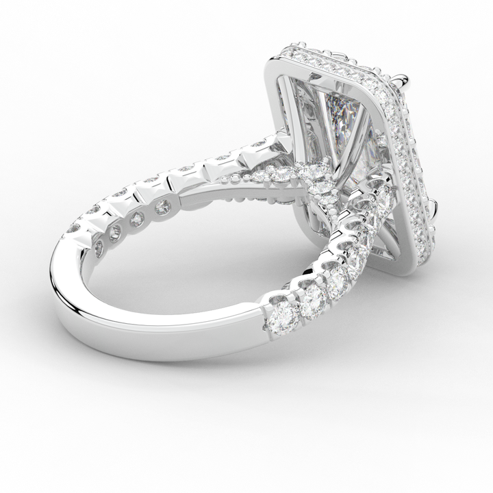 4.50CT.TW RADIANT LAB DIAMOND HALO ENGAGEMENT RING - Nazarelle