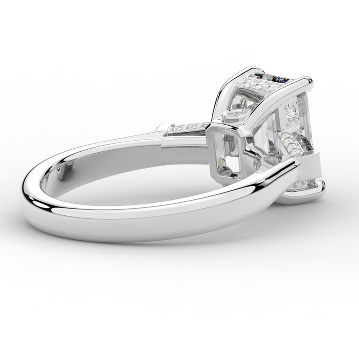 3.45CT.TW EMERALD CUT LAB DIAMOND 3 STONE ENGAGEMENT RING - Nazarelle