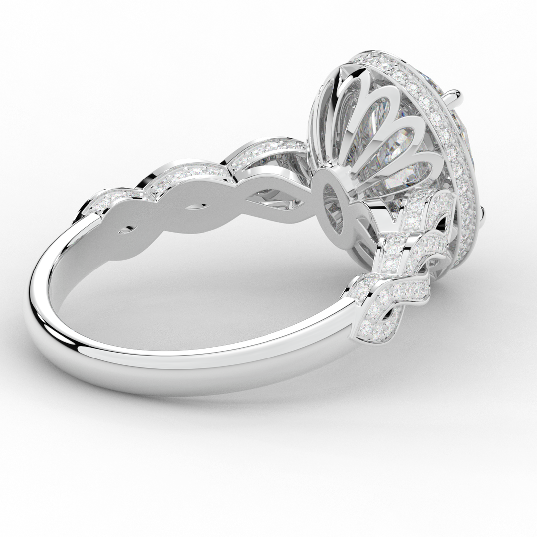 3.10CT.TW OVAL LAB DIAMOND HALO ENGAGEMENT RING - Nazarelle