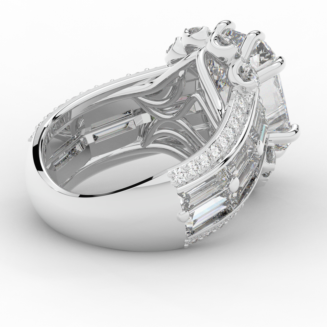 8.25CT.TW EMERALD CUT LAB DIAMOND HALO ENGAGEMENT RING - Nazarelle