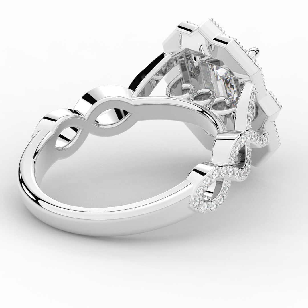 1.90CT.TW EMERALD CUT LAB DIAMOND HALO ENGAGEMENT RING - Nazarelle