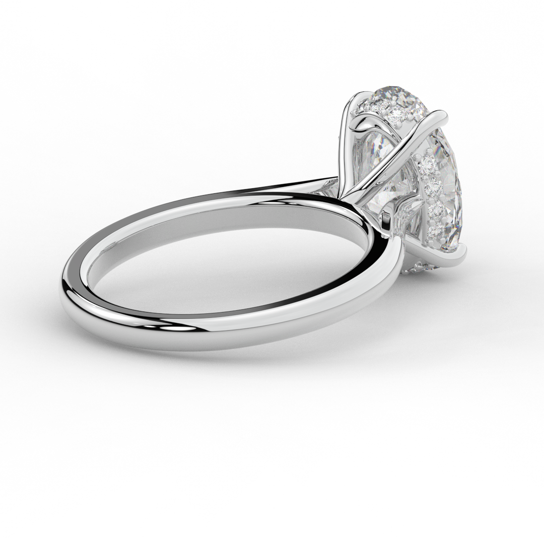2.05CT.TW OVAL LAB DIAMOND UNDERHALO ENGAGEMENT RING - Nazarelle