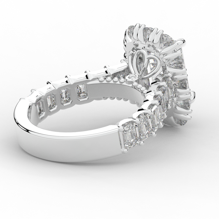 6.00CT.TW EMERALD CUT LAB DIAMOND HALO ENGAGEMENT RING - Nazarelle
