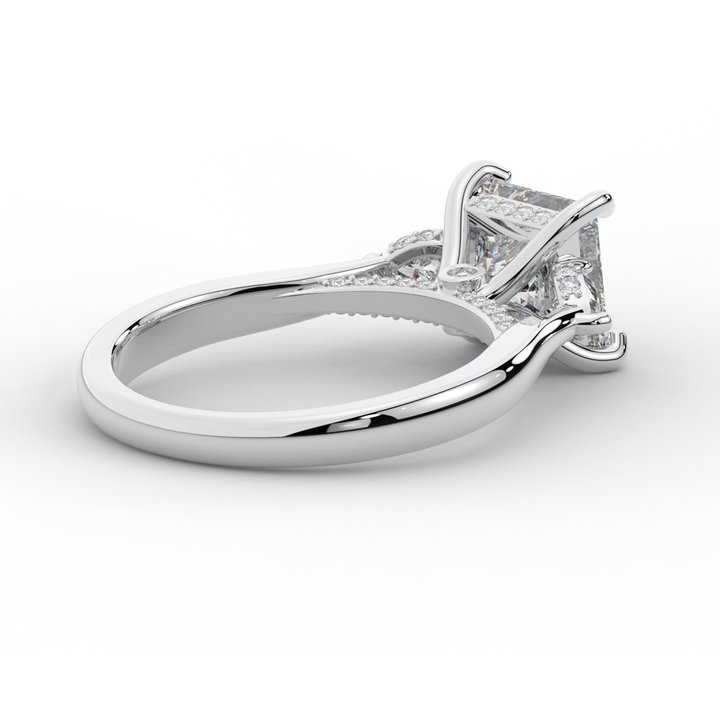 2.40CT.TW PRINCESS LAB DIAMOND 3 STONE ENGAGEMENT RING - Nazarelle