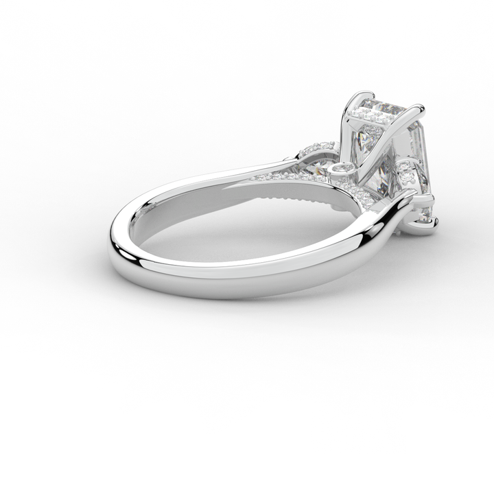 2.40CT.TW EMERALD CUT LAB DIAMOND 3 STONE ENGAGEMENT RING - Nazarelle