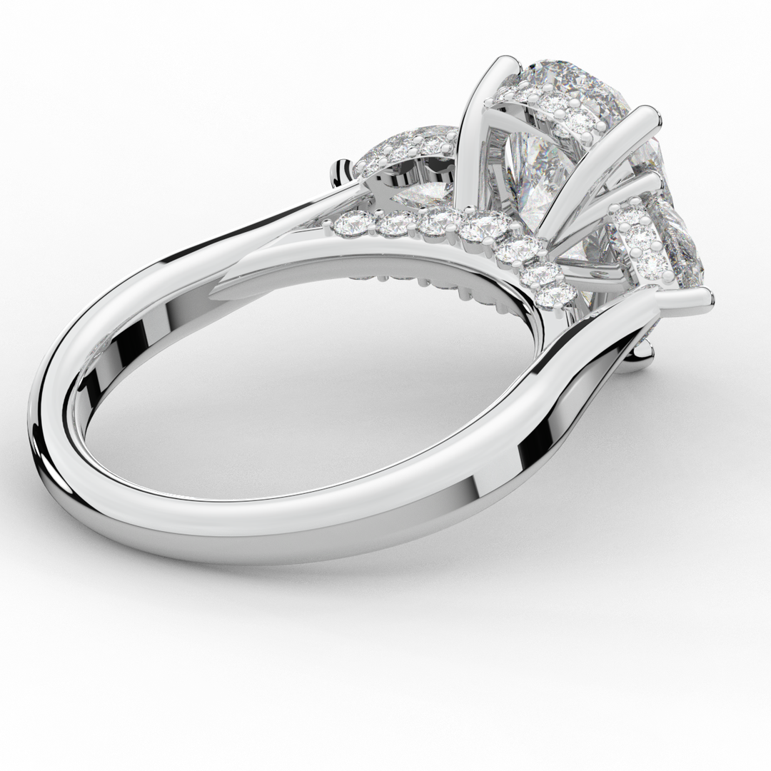 3.70CT.TW PEAR LAB DIAMOND 3 STONE ENGAGEMENT RING - Nazarelle