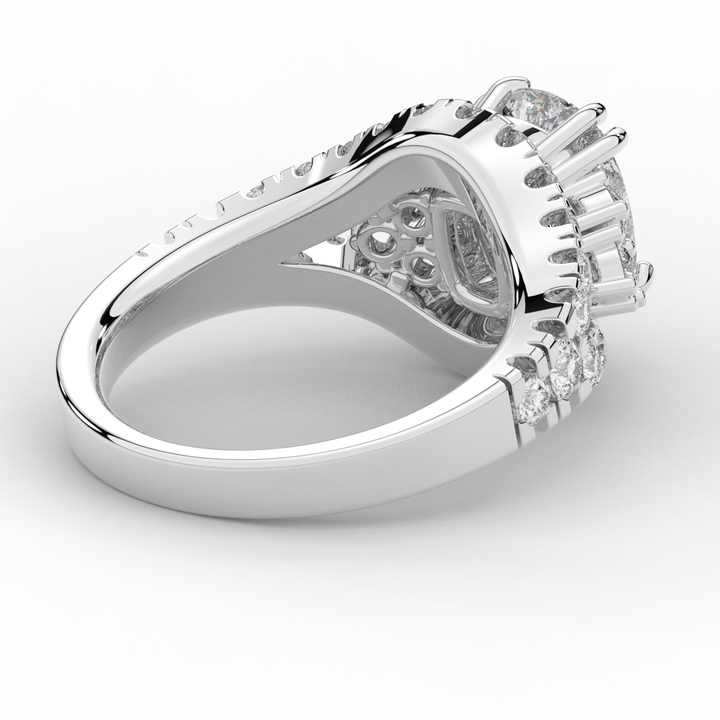 3.10CT.TW CUSHION LAB DIAMOND HALO ENGAGEMENT RING - Nazarelle