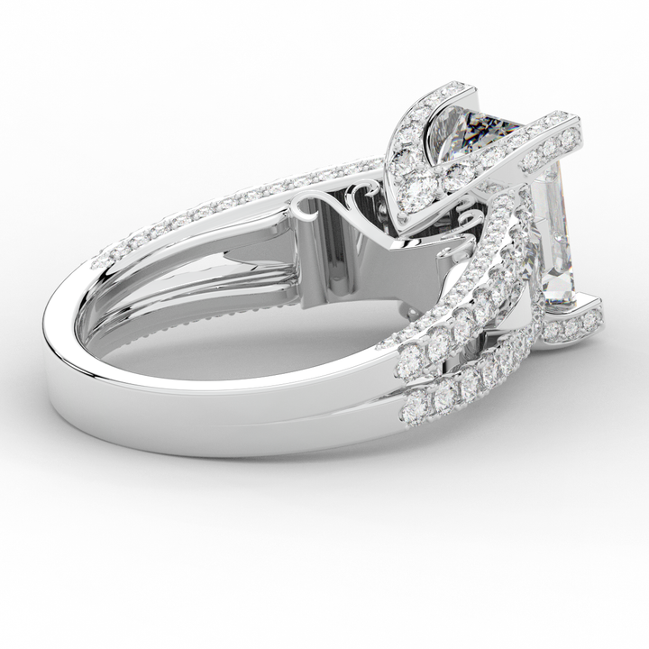 4.60CT.TW EMERALD CUT LAB DIAMOND SPLIT SHANK ENGAGEMENT RING - Nazarelle