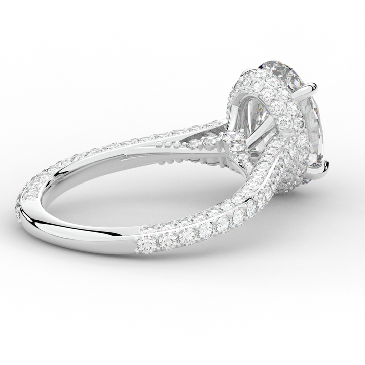 4.00CT.TW OVAL LAB DIAMOND UNDERHALO SOLITAIRE ENGAGEMENT RING - Nazarelle