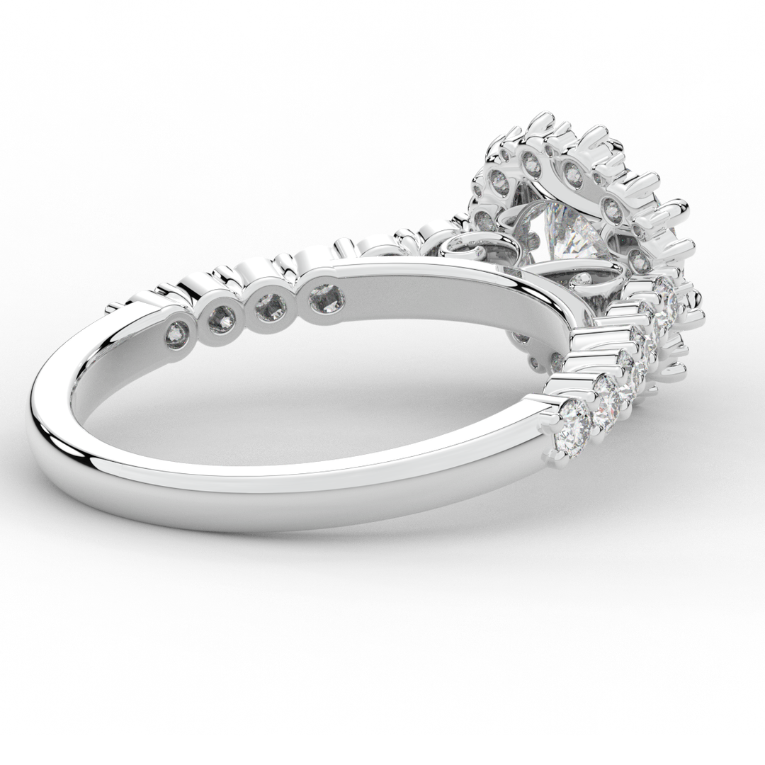 1.60CT.TW ROUND LAB DIAMOND HALO ENGAGEMENT RING - Nazarelle