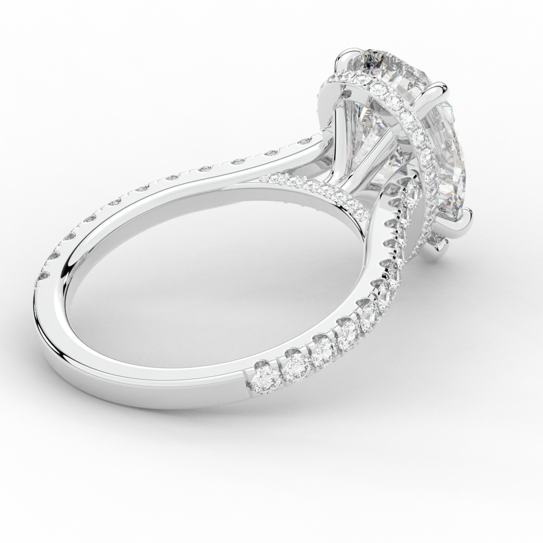 4.60CT.TW PEAR LAB DIAMOND UNDERHALO SOLITAIRE ENGAGEMENT RING - Nazarelle