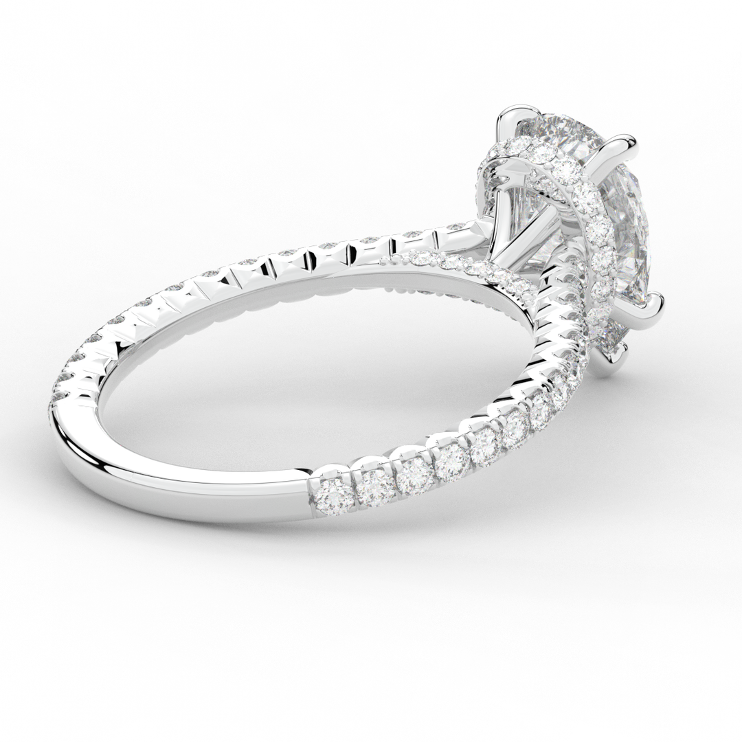 2.50CT.TW PEAR LAB DIAMOND UNDERHALO SOLITAIRE ENGAGEMENT RING - Nazarelle
