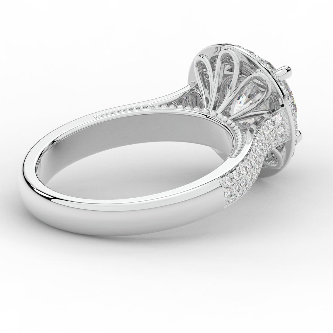 2.45CT.TW ROUND LAB DIAMOND HALO ENGAGEMENT RING - Nazarelle