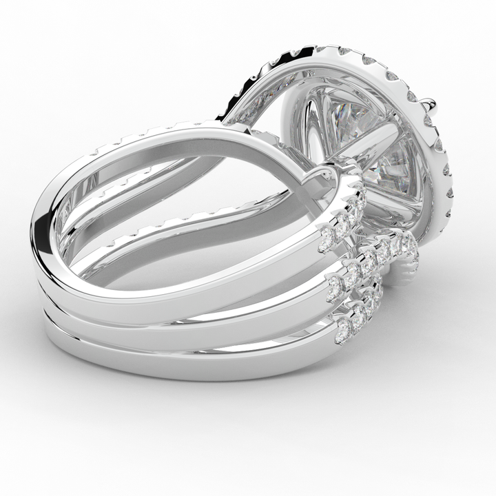 3.90CT.TW ROUND LAB DIAMOND TWIST HALO ENGAGEMENT RING - Nazarelle