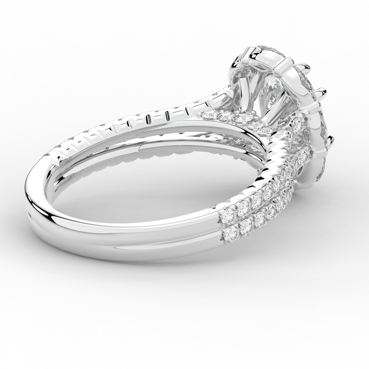 2.30CT.TW OVAL LAB DIAMOND HALO SPLIT SHANK ENGAGEMENT RING - Nazarelle