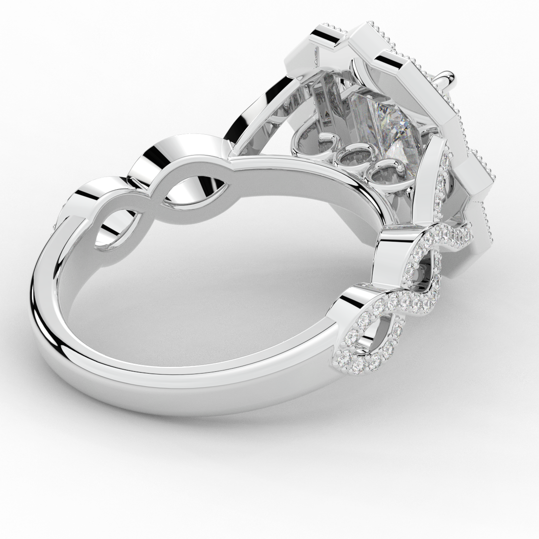1.90CT.TW RADIANT LAB DIAMOND HALO ENGAGEMENT RING - Nazarelle