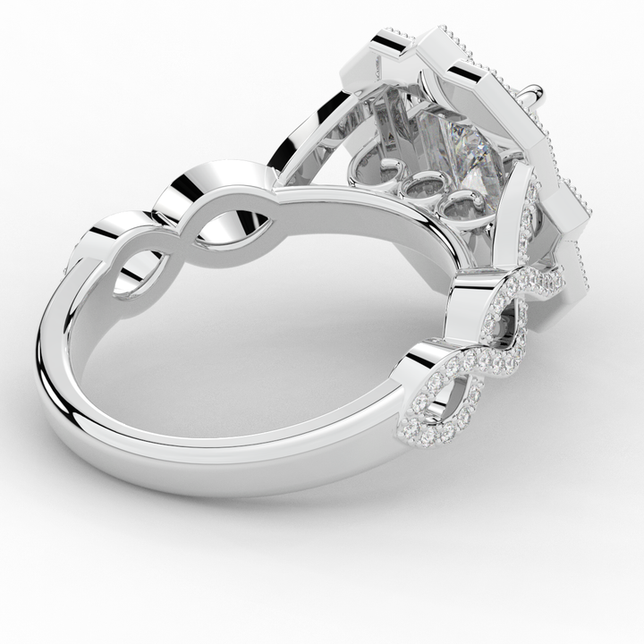 1.90CT.TW RADIANT LAB DIAMOND HALO ENGAGEMENT RING - Nazarelle
