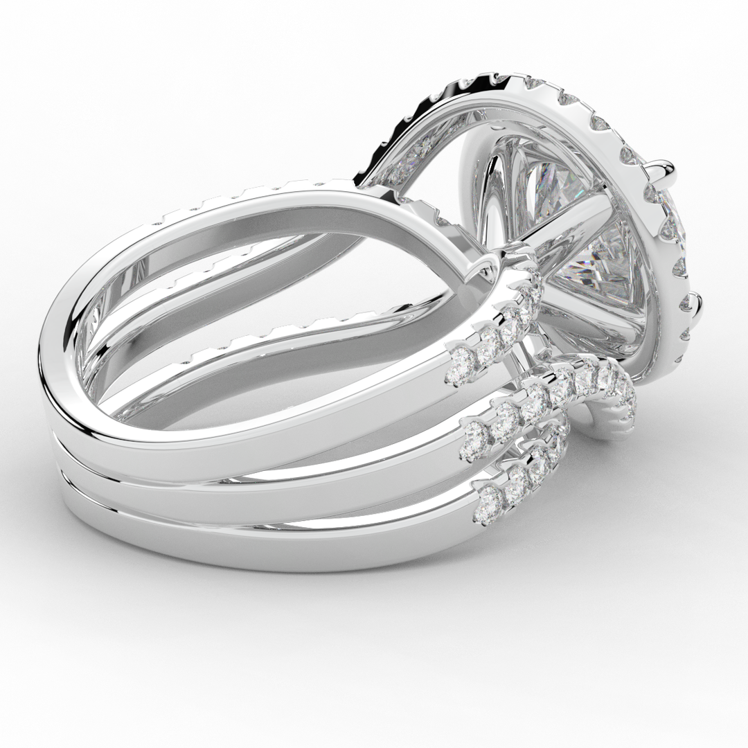 3.90CT.TW ROUND LAB DIAMOND TWIST HALO ENGAGEMENT RING - Nazarelle