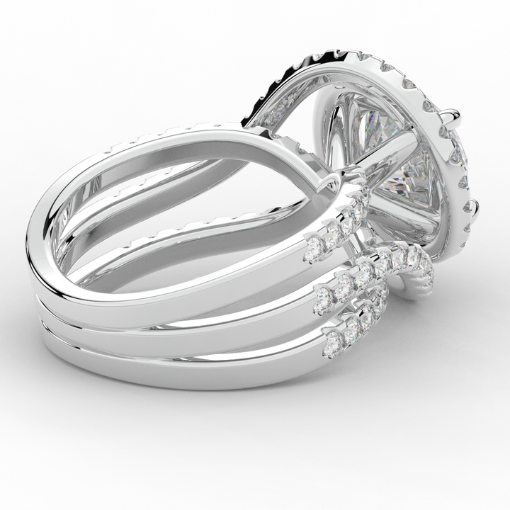 3.90CT.TW ROUND LAB DIAMOND TWIST HALO ENGAGEMENT RING - Nazarelle