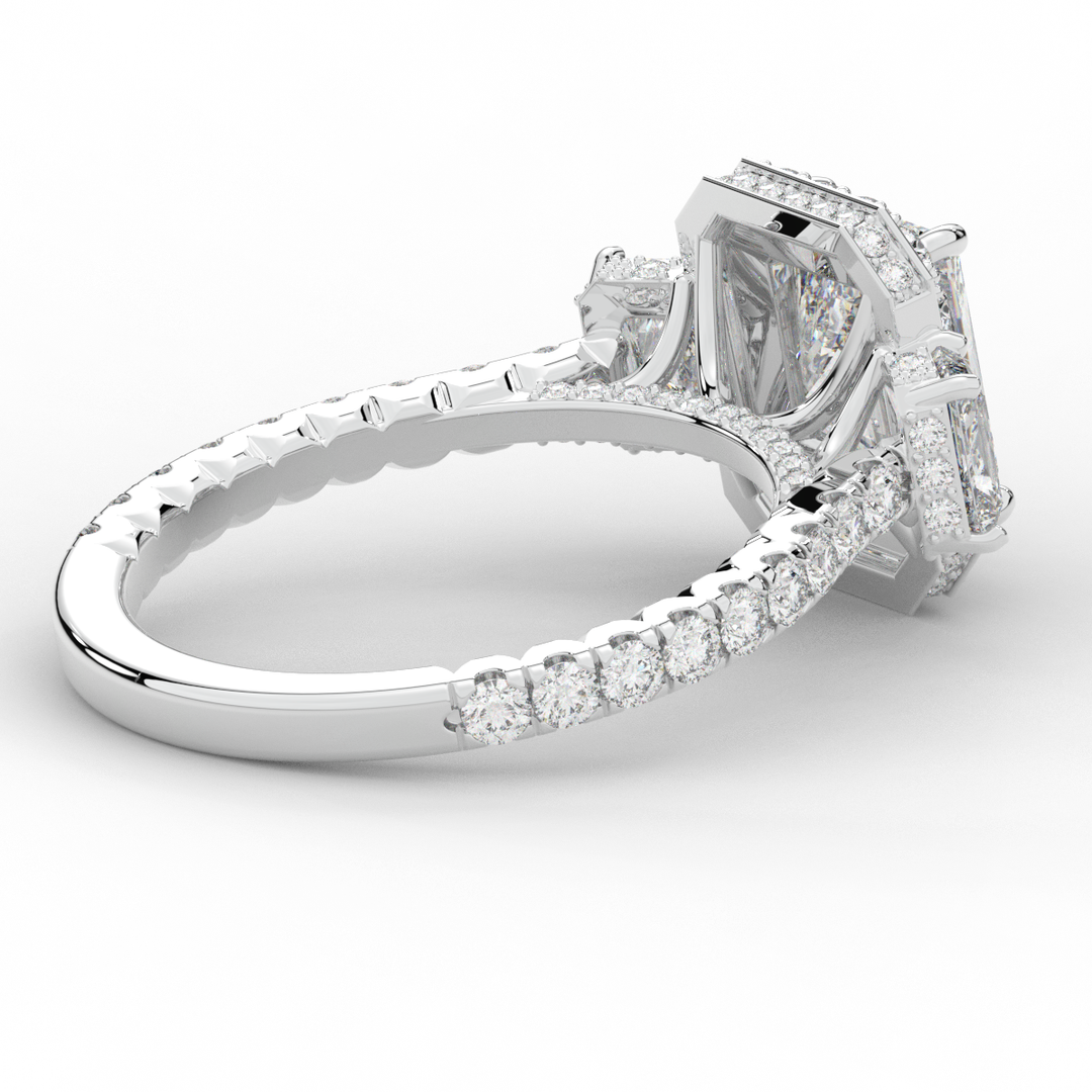 3.20CT.TW RADIANT LAB DIAMOND 3 STONE ENGAGEMENT RING - Nazarelle