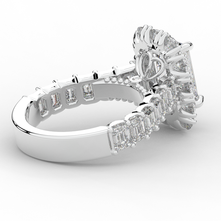 6.00CT.TW EMERALD CUT LAB DIAMOND HALO ENGAGEMENT RING - Nazarelle