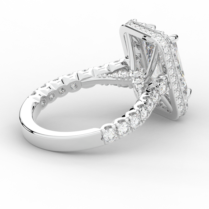 4.50CT.TW RADIANT LAB DIAMOND HALO ENGAGEMENT RING - Nazarelle