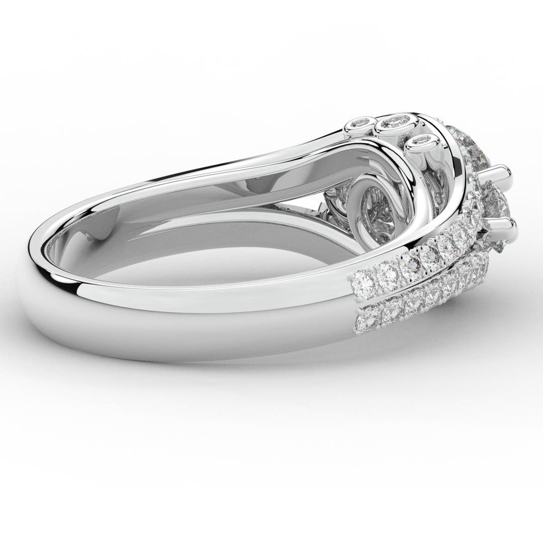 1.90CT.TW ROUND LAB DIAMOND THREE STONE ENGAGEMENT RING - Nazarelle