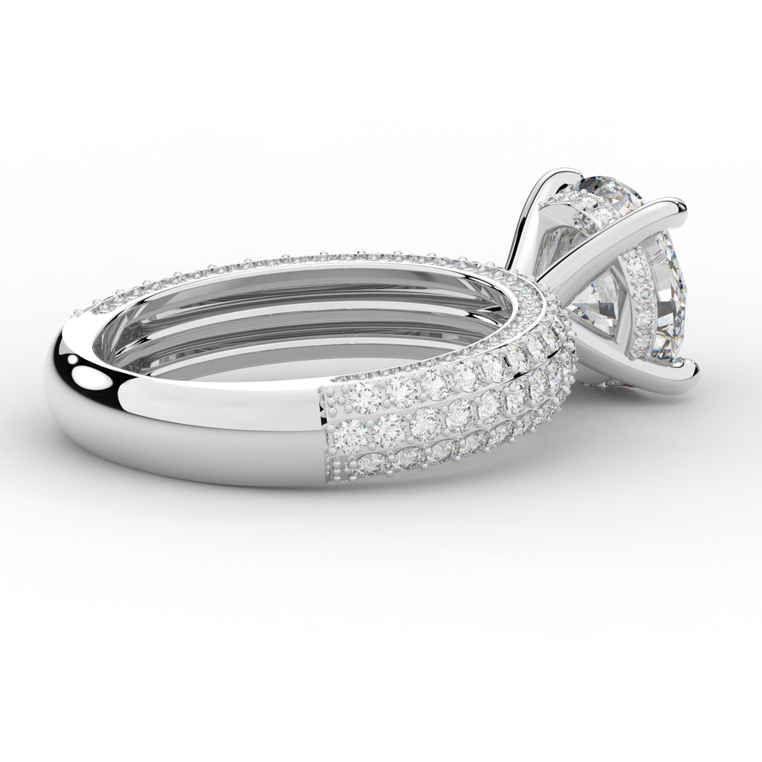 4.80CT.TW ROUND LAB DIAMOND UNDERHALO ENGAGEMENT RING - Nazarelle