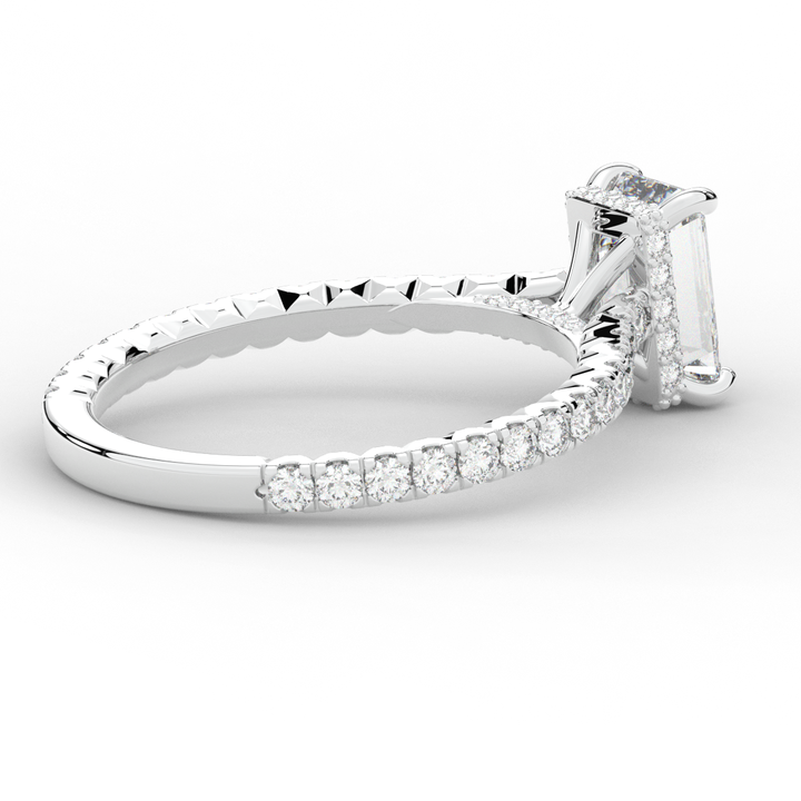 2.10CT.TW EMERALD CUT LAB DIAMOND UNDERHALO SOLITAIRE ENGAGEMENT RING - Nazarelle