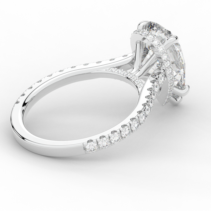 4.60CT.TW PEAR LAB DIAMOND UNDERHALO SOLITAIRE ENGAGEMENT RING - Nazarelle