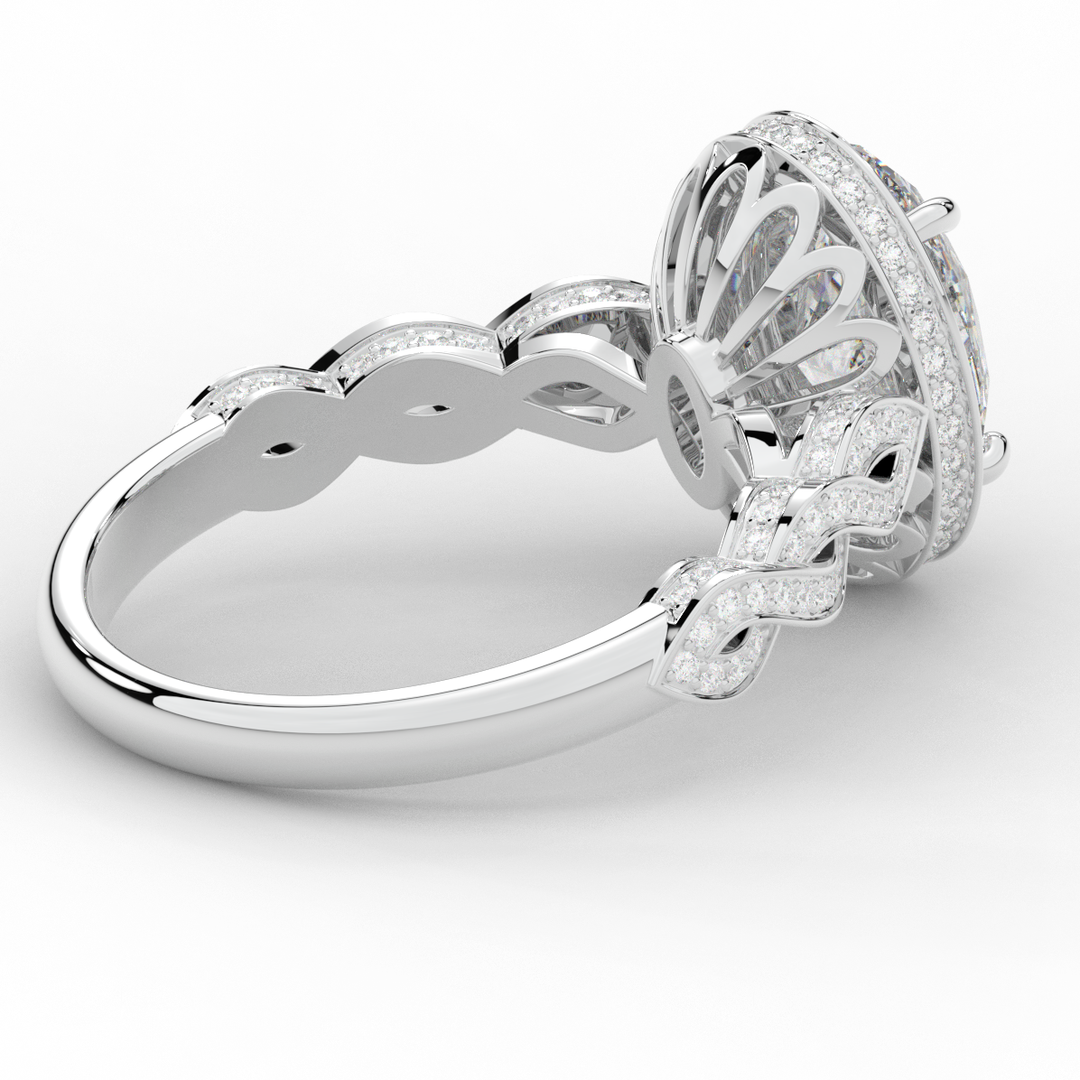 3.10CT.TW OVAL LAB DIAMOND HALO ENGAGEMENT RING - Nazarelle