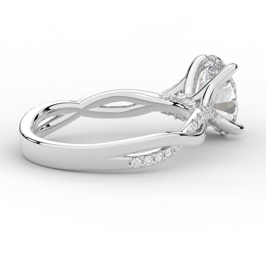 1.70CT.TW OVAL LAB DIAMOND TWIST BAND ENGAGEMENT RING - Nazarelle