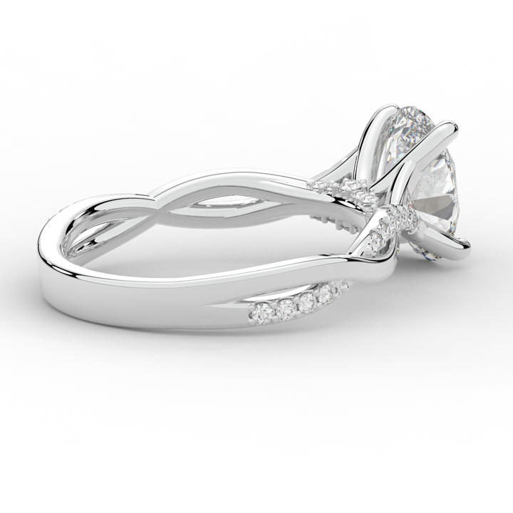 1.70CT.TW OVAL LAB DIAMOND TWIST BAND ENGAGEMENT RING - Nazarelle