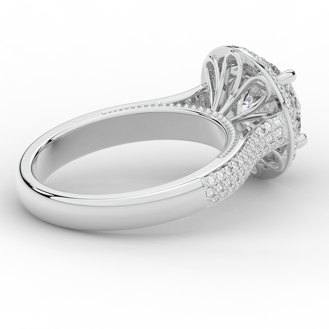 2.45CT.TW ROUND LAB DIAMOND HALO ENGAGEMENT RING - Nazarelle