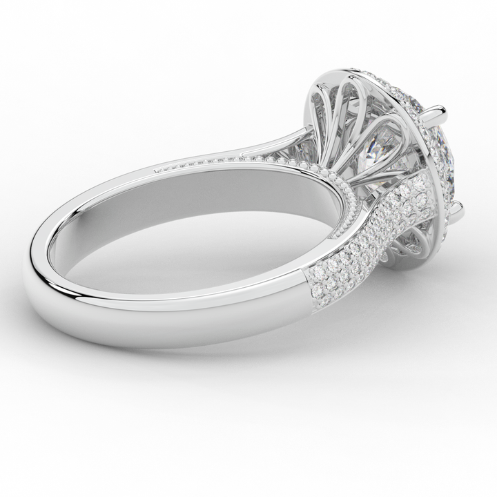 2.45CT.TW ROUND LAB DIAMOND HALO ENGAGEMENT RING - Nazarelle