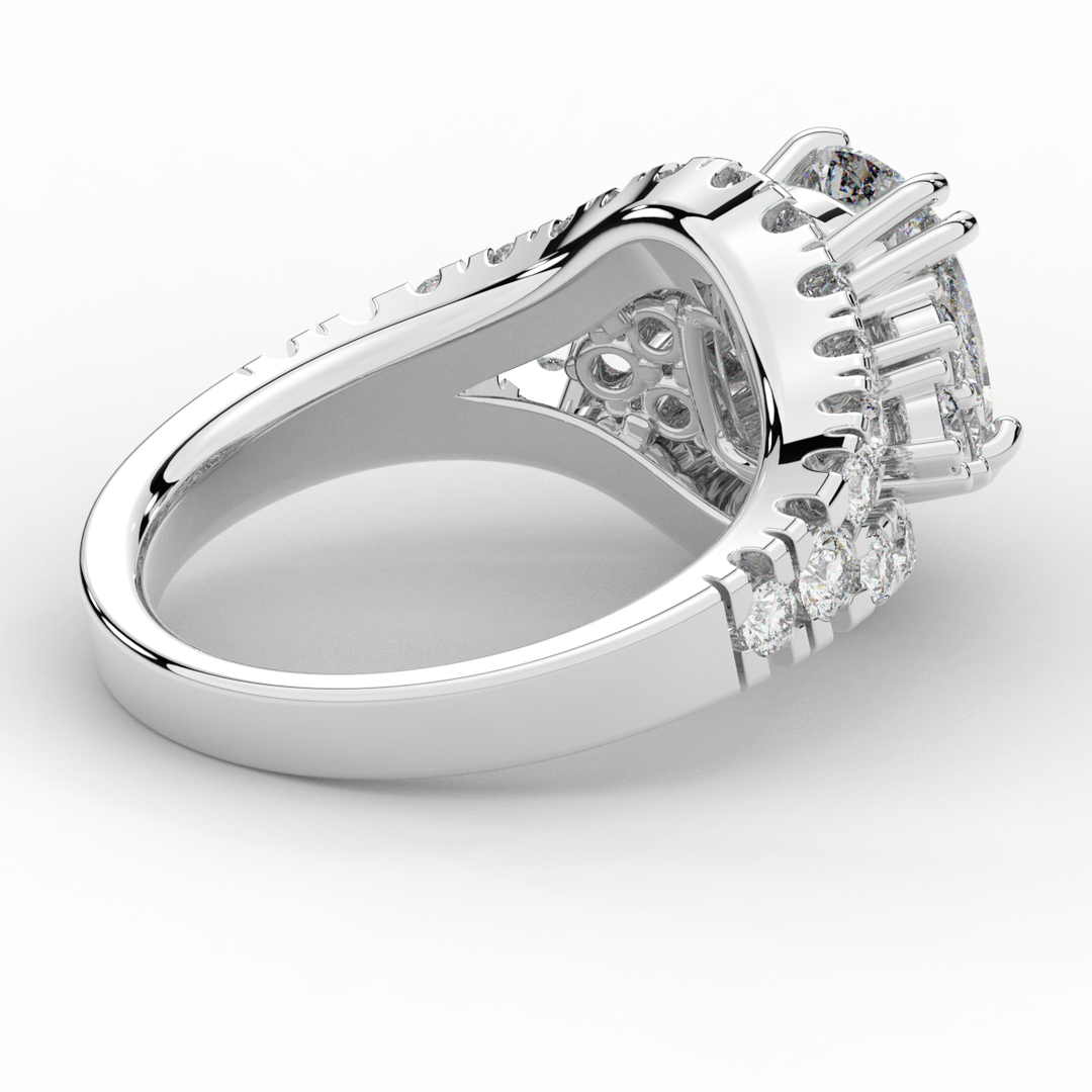 3.10CT.TW CUSHION LAB DIAMOND HALO ENGAGEMENT RING - Nazarelle