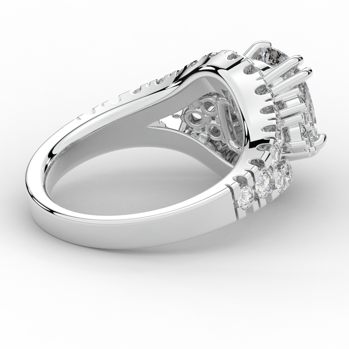 3.10CT.TW CUSHION LAB DIAMOND HALO ENGAGEMENT RING - Nazarelle