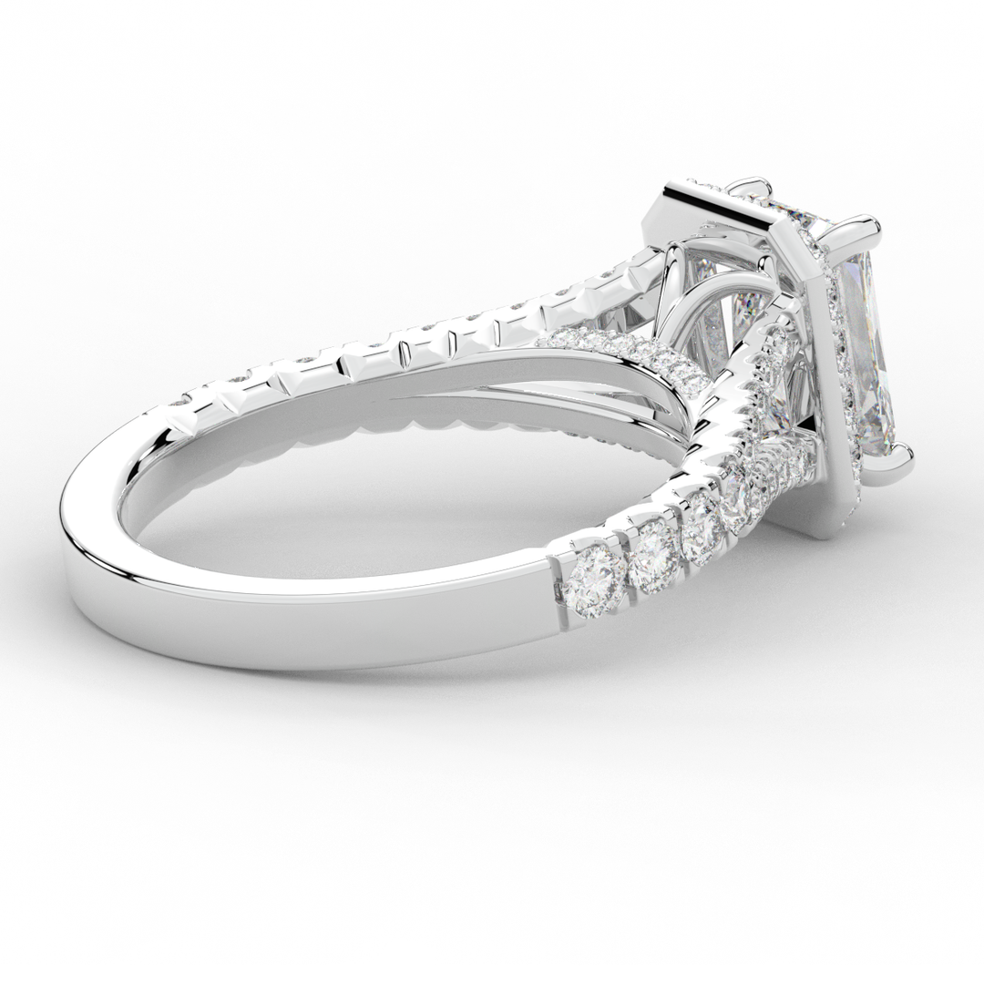 2.60CT.TW RADIANT LAB DIAMOND SPLIT SHANK HALO ENGAGEMENT RING - Nazarelle
