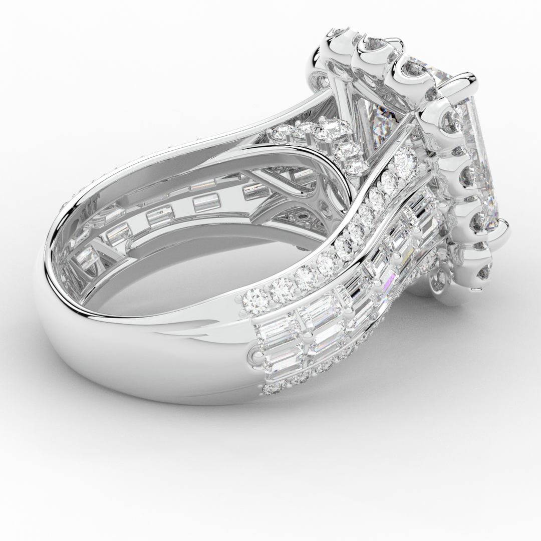 8.00CT.TW EMERALD CUT LAB DIAMOND HALO ENGAGEMENT RING - Nazarelle
